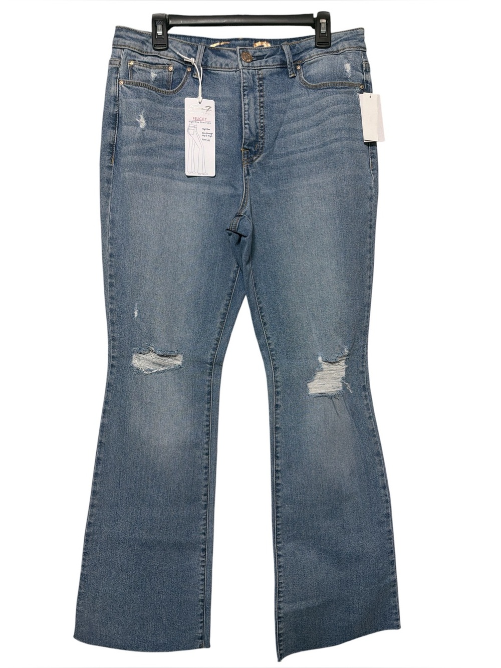 Seven7 Women’s Distressed Mid-Blue Bootcut Jeans